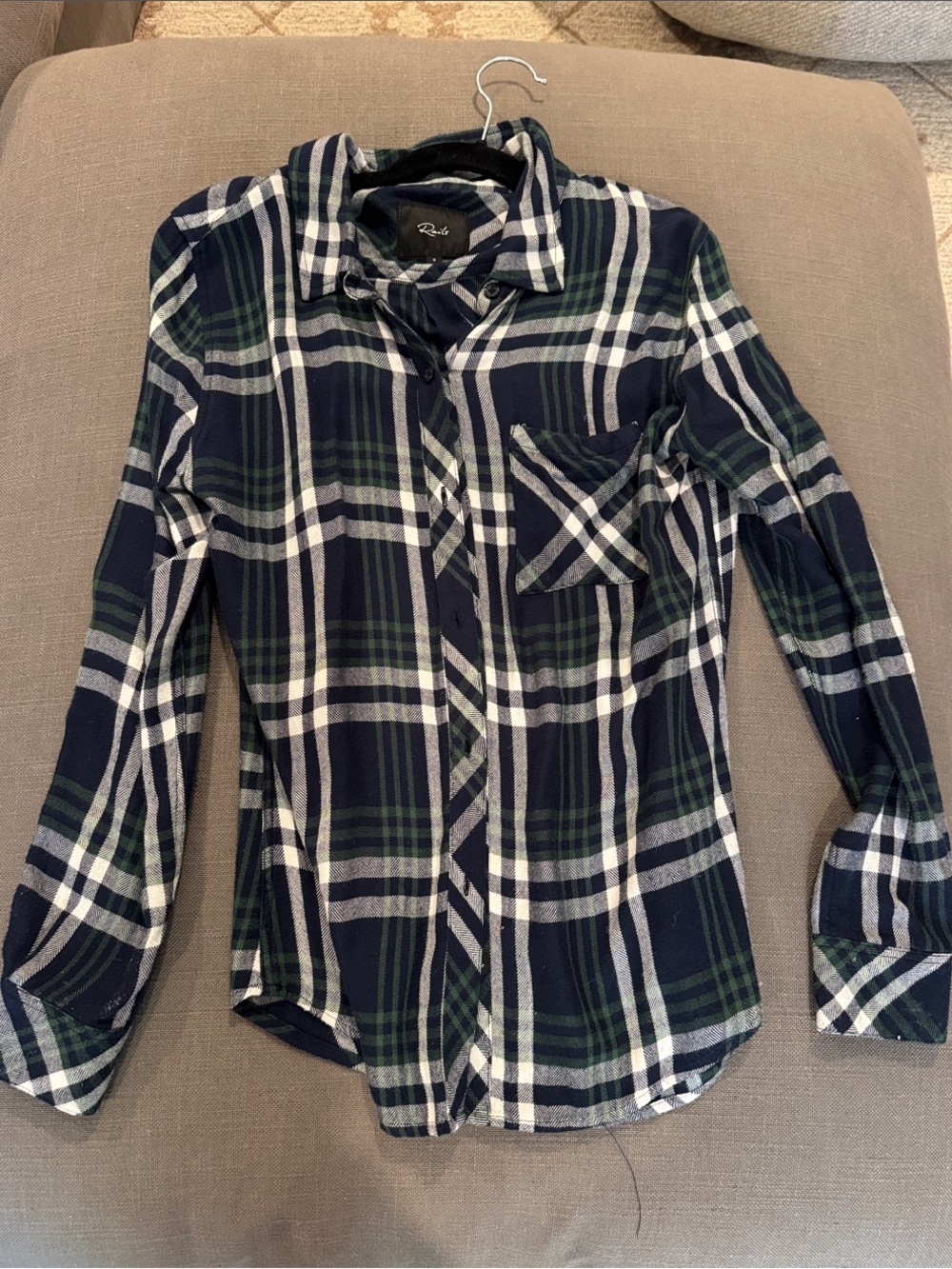 Rails Navy, Green & White Plaid Button-Down Shirt